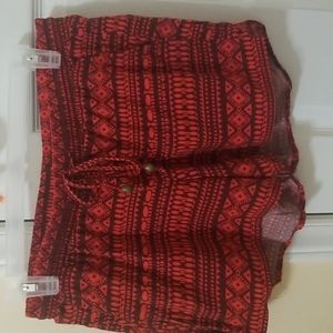 Old Navy Red Geometric Linen Shorts Size Small